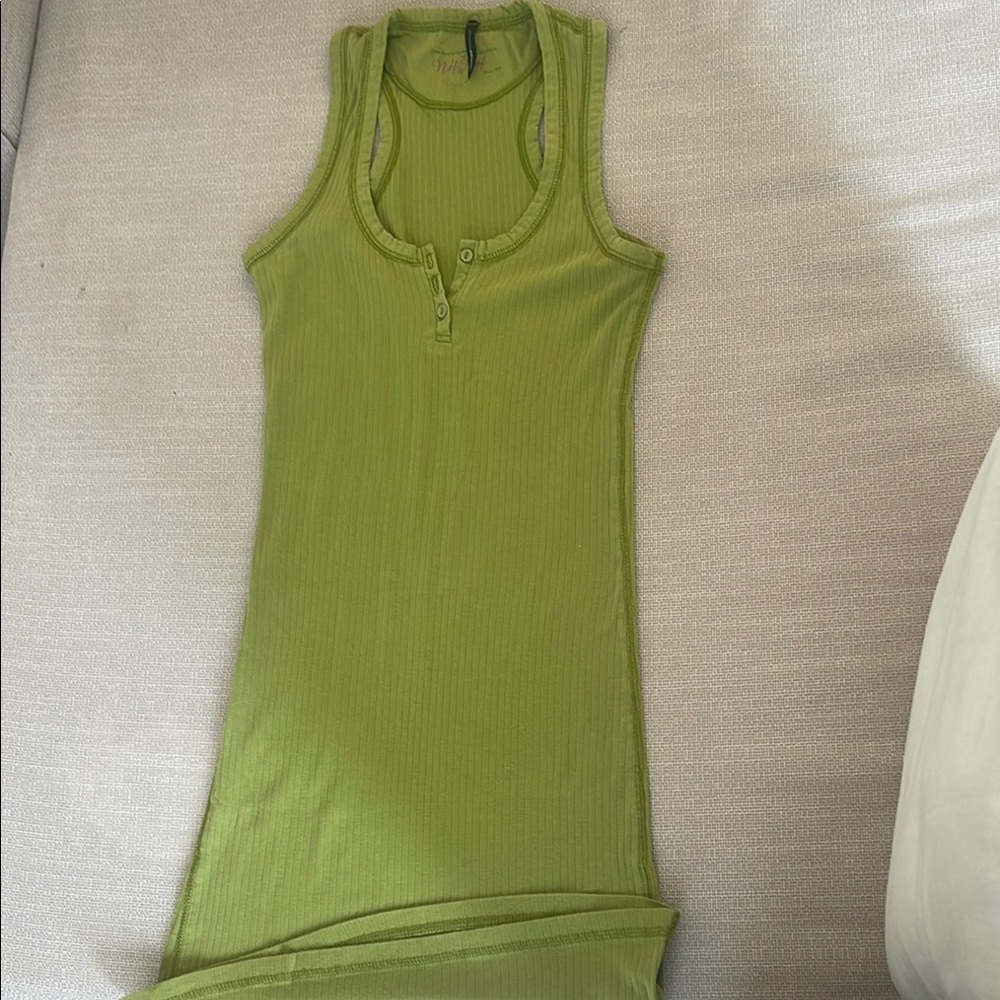 NAF NAF Green Sleeveless Fitted Tank Top like a new